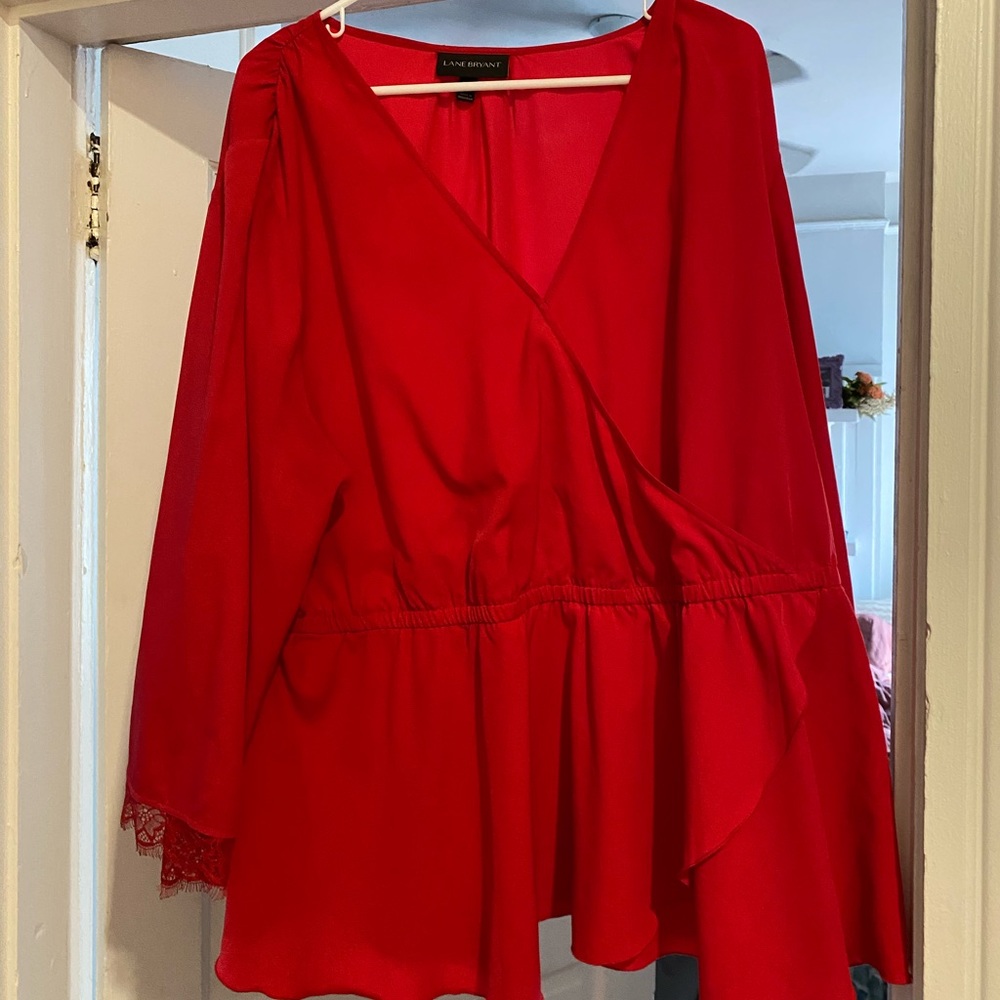 Lane Bryant red babydoll top